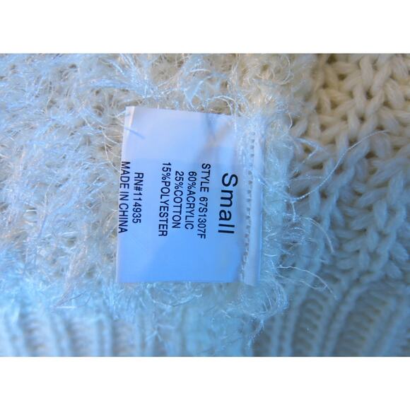Quinn Eyelash Knit Sweater Size S Women Fuzzy Soft White Warm Winter Crop Top - Picture 9 of 10